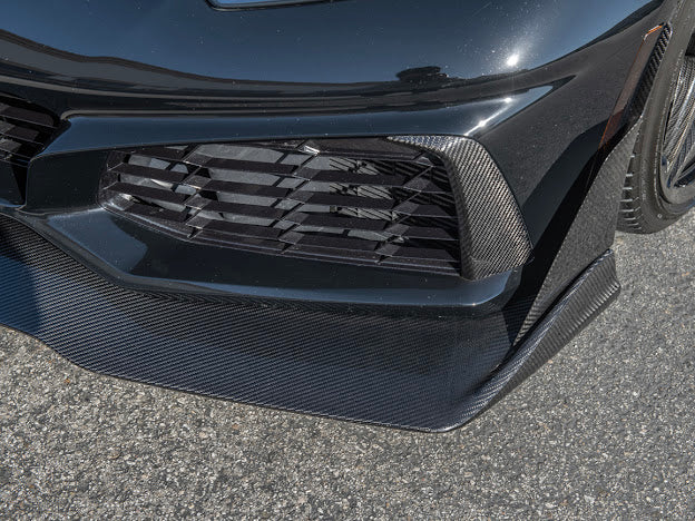 2019 CHEVROLET CORVETTE C7 ZR1 CARBON FIBER FRONT BUMPER VENT BROWS INSERTS (PAIR)
